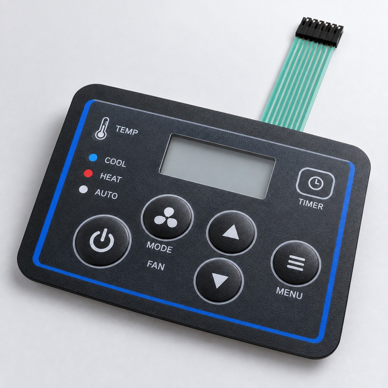 Embossed tactile membrane switch with raised control keys