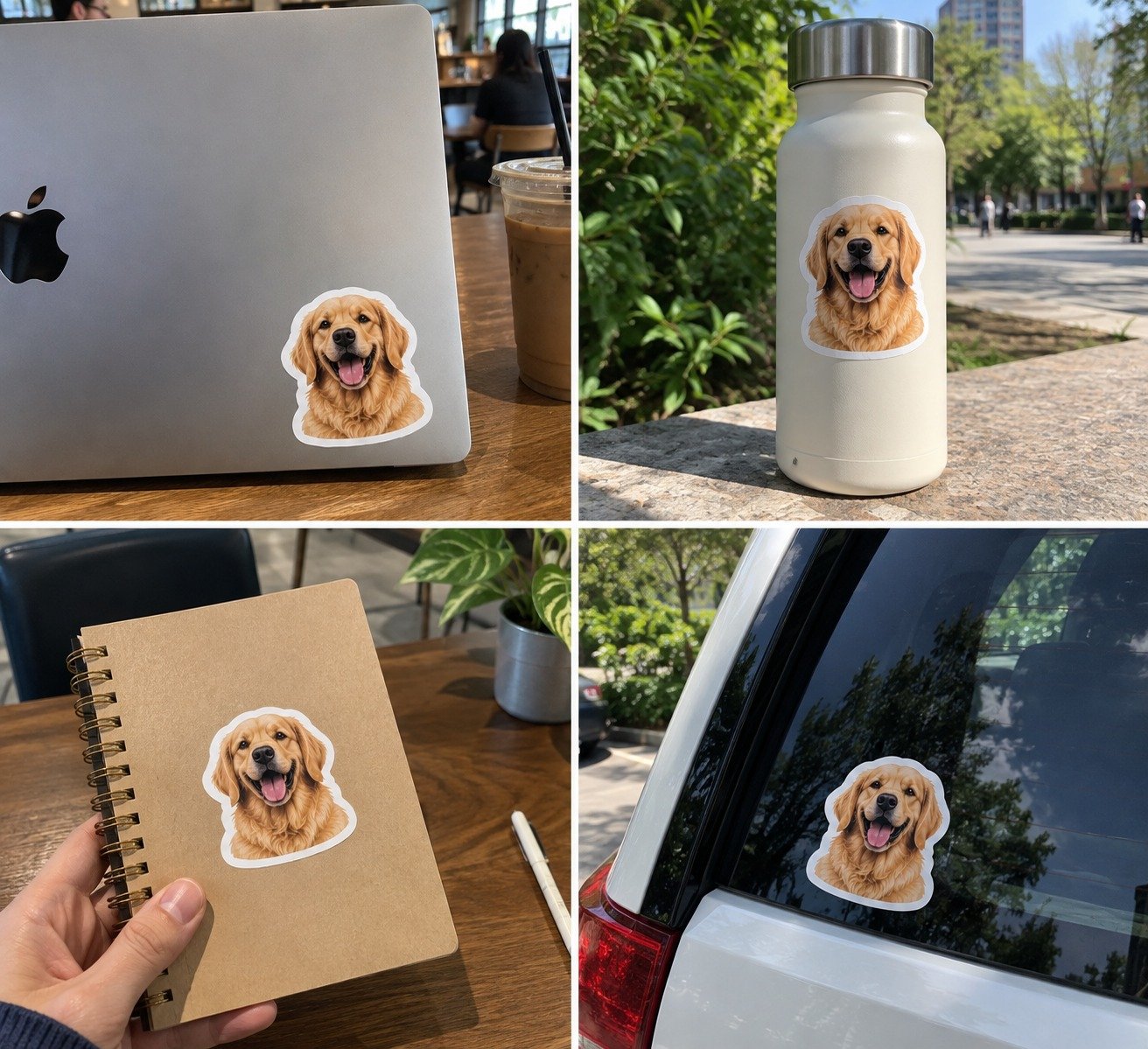 Custom shaped stickers applied to product packaging and retail boxes