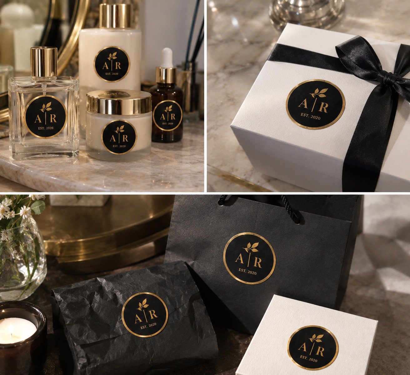 Foil stickers on retail boxes and product packaging
